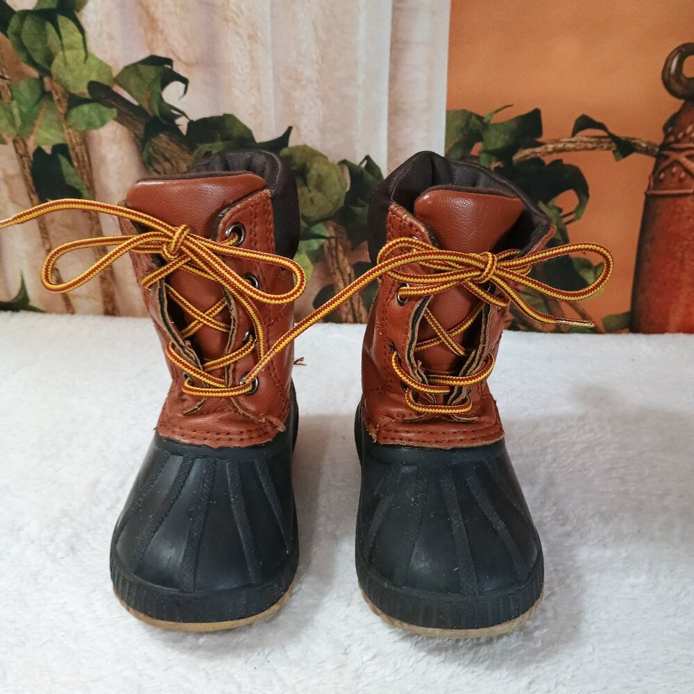 Kids BabyGap Toddler Sz 5/6T Brown & Black Duck Snow Boots Thinsulate Waterproof